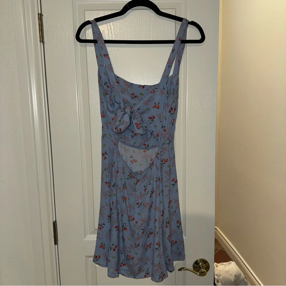 Reformation Light Blue Dress with Pink Floral Pattern - Picture 2 of 6